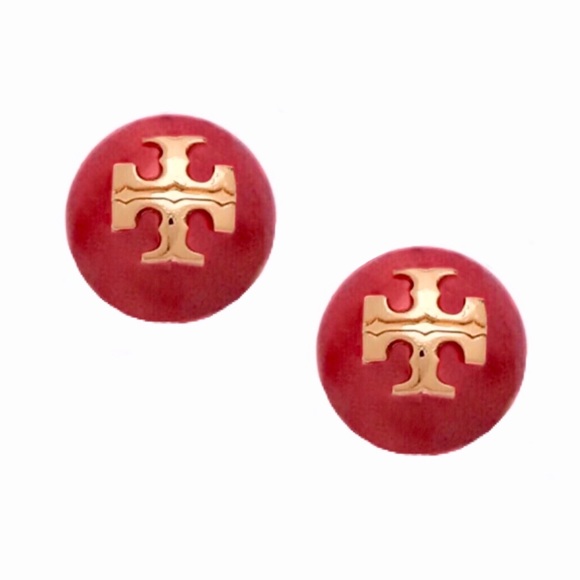 Tory Burch Jewelry - TORY BURCH • Red Pearl Evie Logo Earrings